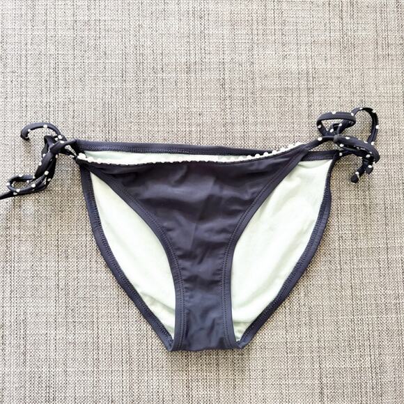 Xhilaration Solid Black Tie Side Bikini Bottom Swimwear Swimsuit Size S Small - Picture 1 of 5